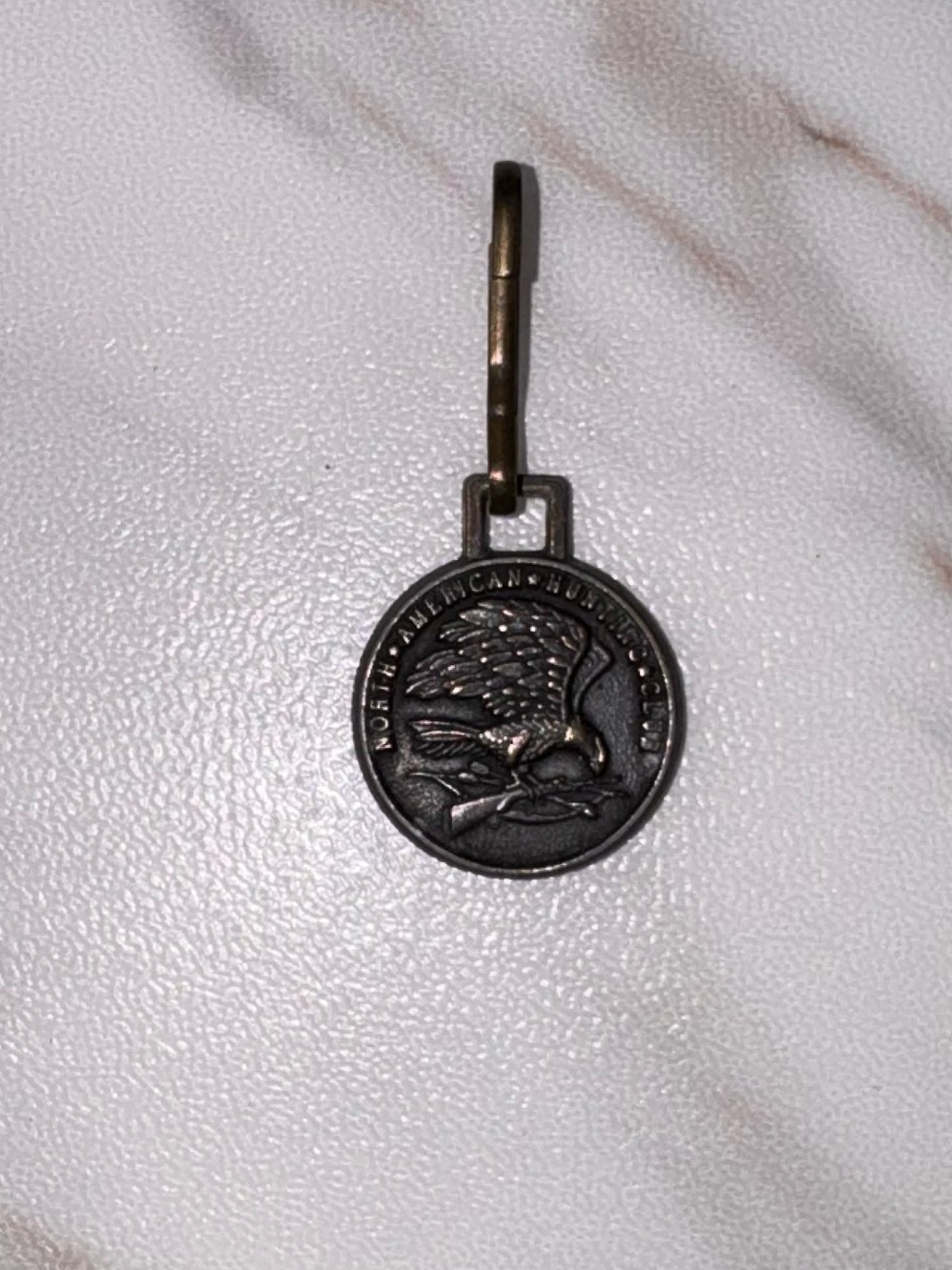 Vintage North American Big Game Society Eagle Zipper Pull Keychain Made in USA